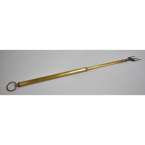 119 - An Early 19th Century Brass and Steel Telescopic Toasting Fork. 57cms Long Max.