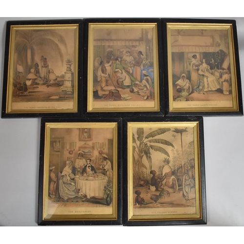 400 - A Set of Five Framed Victorian Indian Colonial Lithographs, Drawn by W. Tayler Esq Bengal Civil Serv... 