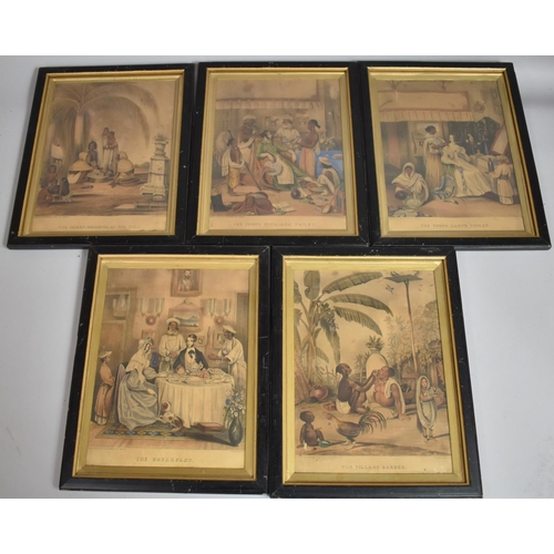 400 - A Set of Five Framed Victorian Indian Colonial Lithographs, Drawn by W. Tayler Esq Bengal Civil Serv... 