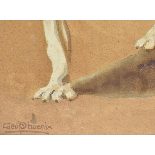 393 - George Phoenix (1863-1935) Two Allegorical Watercolours, British Bulldogs, Framed and Glazed, Image ... 