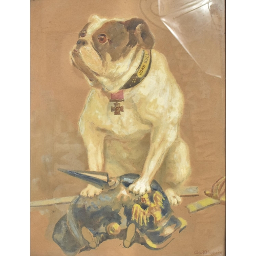 393 - George Phoenix (1863-1935) Two Allegorical Watercolours, British Bulldogs, Framed and Glazed, Image ... 