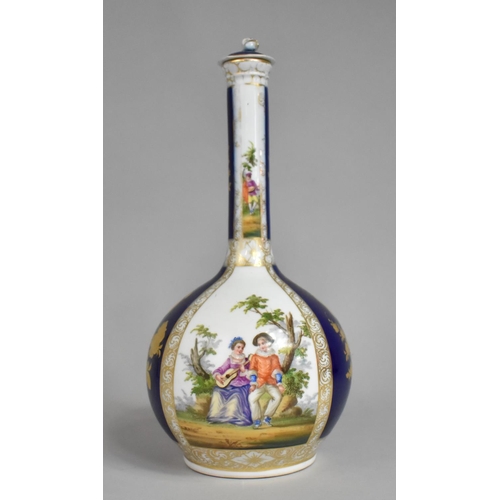 343 - A 19th Century Dresden Porcelain Bottle Vase, Augustus Rex mark to Base, Decorated with Alternating ... 