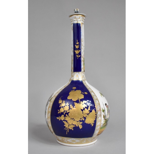 343 - A 19th Century Dresden Porcelain Bottle Vase, Augustus Rex mark to Base, Decorated with Alternating ... 