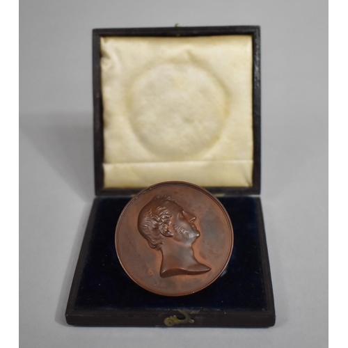 258 - A Cased Jamaica Halse Hall Henry De La Beche Copper Good Conduct Award, 45cms by W Wyon Having Bust ... 