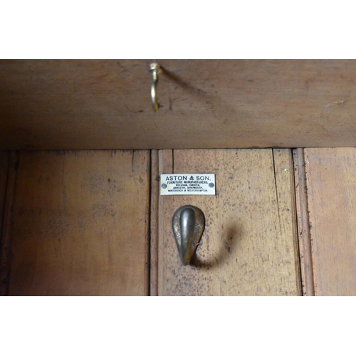 436 - An Arts and Crafts Oak Single Wardrobe with Mirror Front and Having Pressed Copper Rosettes and Hear... 