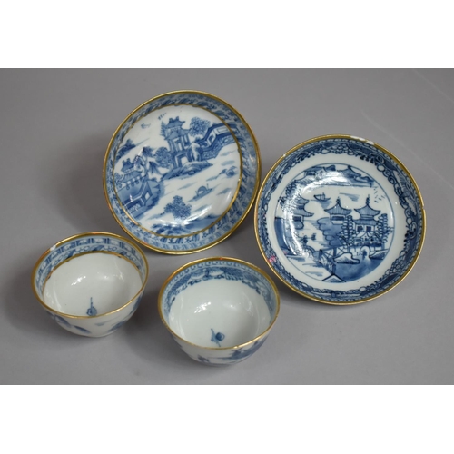 377 - A Collection of 19th Century Chinese Export Porcelain Tea Wares to Comprise Two Tea Bowls and Two Sa... 