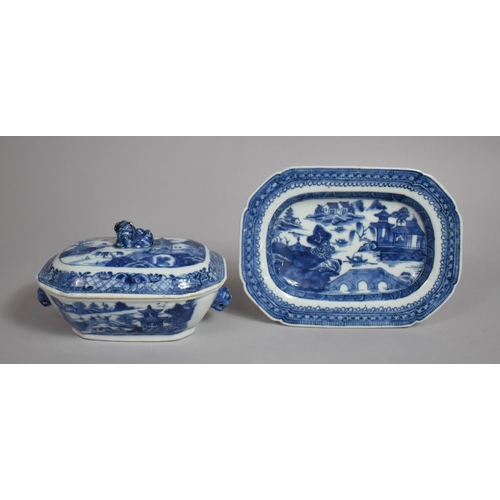 352 - A Late 18th/Early 19th Century Chinese Porcelain Blue and White Export Lidded Tureen of Small Propor... 