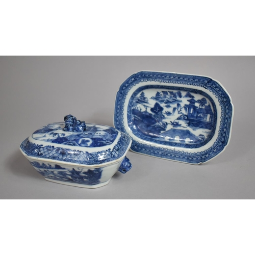 352 - A Late 18th/Early 19th Century Chinese Porcelain Blue and White Export Lidded Tureen of Small Propor... 