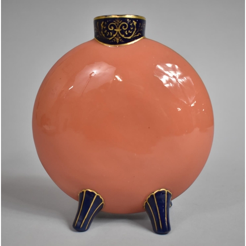 303 - An English Late 19th Century Circa 1870 Pate Sur Pate Moon Flask Decorated with Floral Motif on Cora... 