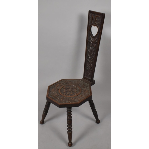 431 - A Late 19th Century Welsh Arts and Crafts Oak Spinning Chair with Octagonal Seat and High Back havin... 