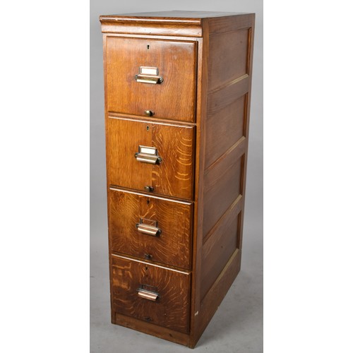 426 - An Edwardian Oak Four Drawer Filing Cabinet. 40x70x1345cm