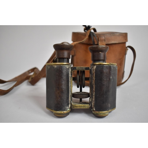 70 - A Pair of WWI (PWO) Pioneers Regiment Officers Binoculars by CP Goerz, Berlin in Leather Case Inscri... 