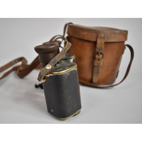 70 - A Pair of WWI (PWO) Pioneers Regiment Officers Binoculars by CP Goerz, Berlin in Leather Case Inscri... 