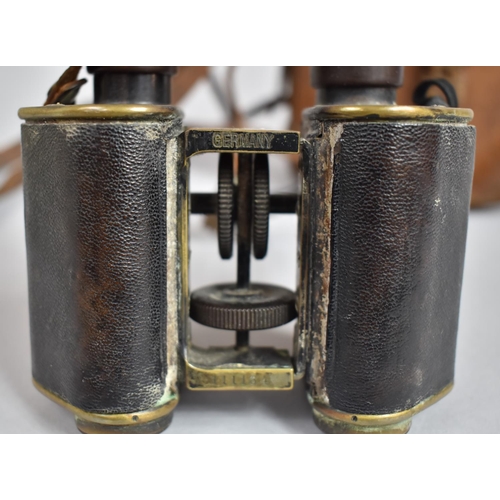 70 - A Pair of WWI (PWO) Pioneers Regiment Officers Binoculars by CP Goerz, Berlin in Leather Case Inscri... 