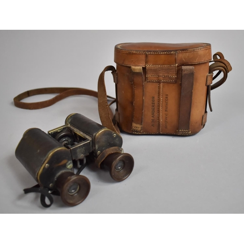 70 - A Pair of WWI (PWO) Pioneers Regiment Officers Binoculars by CP Goerz, Berlin in Leather Case Inscri... 