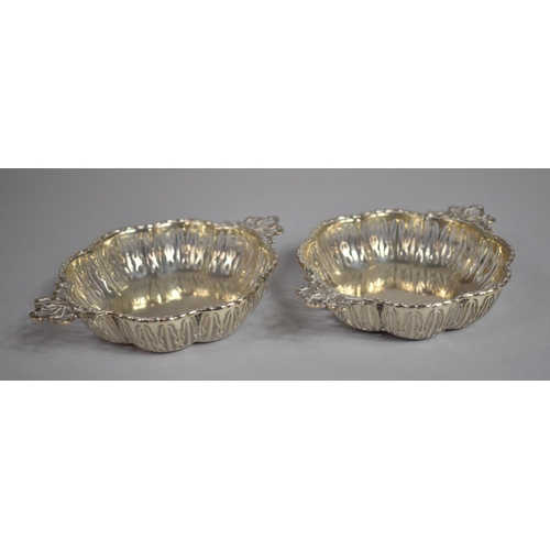 230 - A Pair of Silver Pierced Dishes with Ribbon Stylised Twin Handles, Hallmarked for ESB -ES Barnsley a... 