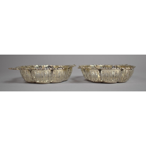 230 - A Pair of Silver Pierced Dishes with Ribbon Stylised Twin Handles, Hallmarked for ESB -ES Barnsley a... 