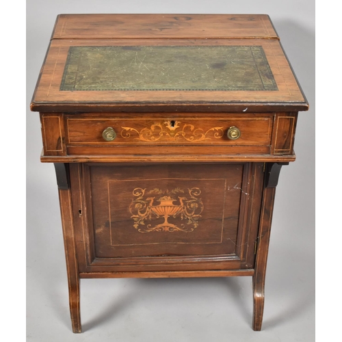 6 - An Unusual Inlaid Rosewood Ladies Harlequin Style Writing Desk with Rise and Fall Slope having Toole... 