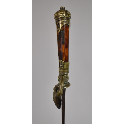 78 - An 18th Century German Hunting or Boar Sword with Tortoiseshell and Engraved Mother of Pearl Handle,... 