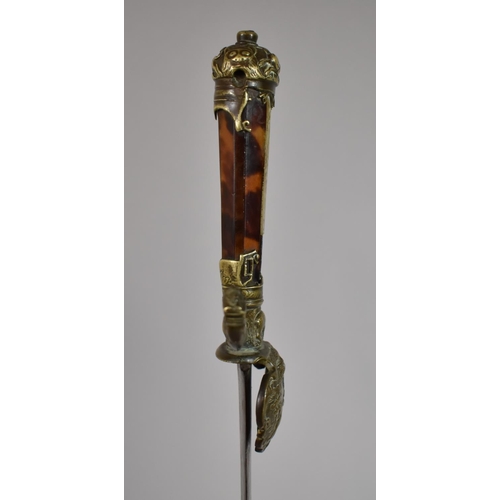 78 - An 18th Century German Hunting or Boar Sword with Tortoiseshell and Engraved Mother of Pearl Handle,... 