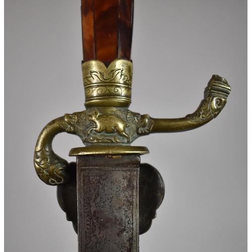 78 - An 18th Century German Hunting or Boar Sword with Tortoiseshell and Engraved Mother of Pearl Handle,... 