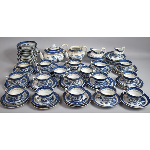 295 - A Booths Real Old Willow Pattern Tea Set to comprise Saucers, Side Plates, Jugs, Teapots, Cups Etc (... 