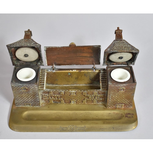 89 - A Late 19th/Early 20th Century Heavy Brass Advertising Desktop Inkstand for Samuel Thompson and Sons... 