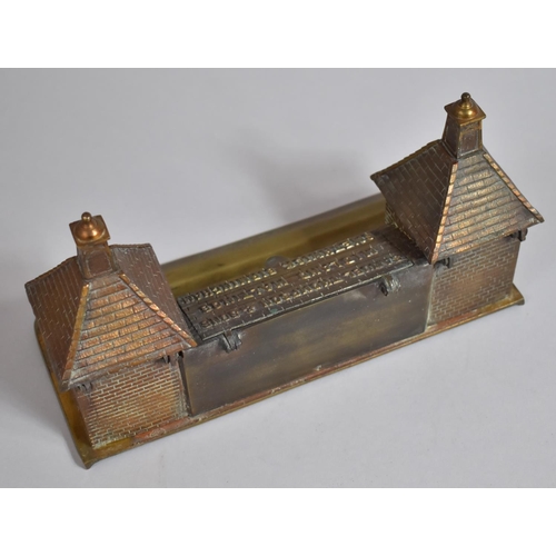 89 - A Late 19th/Early 20th Century Heavy Brass Advertising Desktop Inkstand for Samuel Thompson and Sons... 