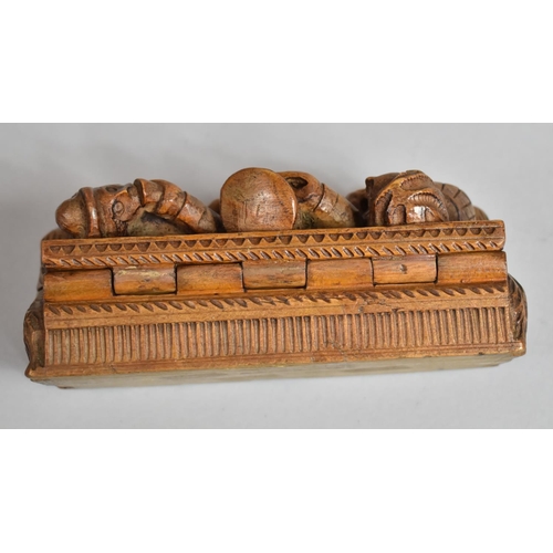 153 - A Treen Rectangular Covered 'Blind Man' Table Snuff Decorated in relief with Scenes from Tam O'Shant... 