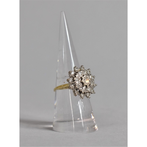 249 - A Large 18ct Gold and Platinum Mounted Diamond Cluster Ring, Centre Bright Cut Diamond (1/4 of a Car... 