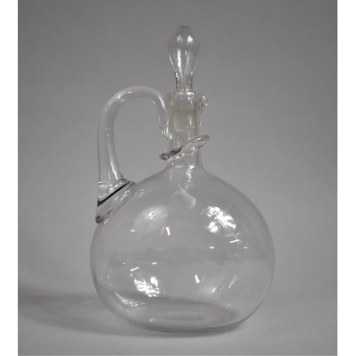 278 - A Late Victorian Handblown Cordial Jug with Knopped Neck and Complete with Stopper, 23cm high