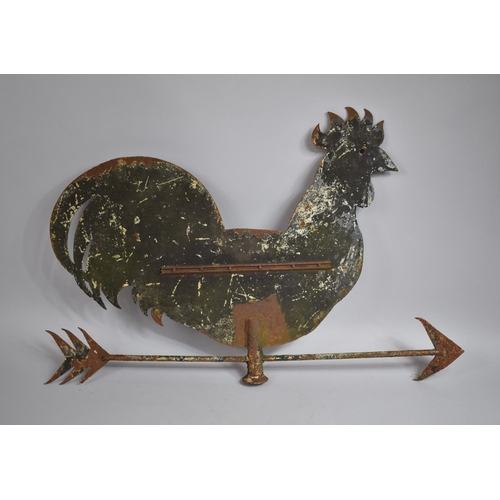 424 - A Large Late 19th/Early 20th Century Weathered Sheet Metal Weather Vane, Some Traces of Original Pol... 