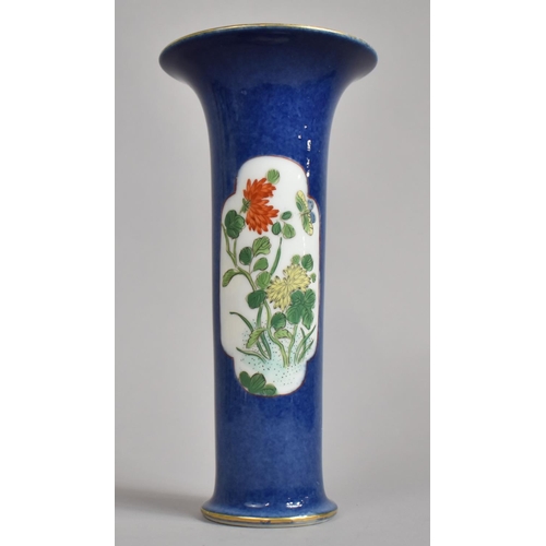 366 - A 19th Century Chinese Powder Blue Sleeve Vase of Cylindrical Form having Flared Rim and Decorated w... 