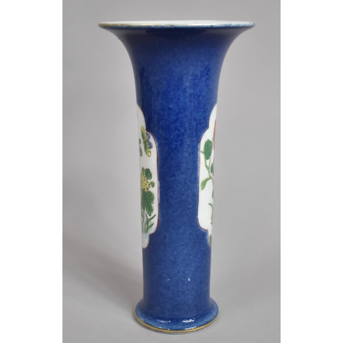 366 - A 19th Century Chinese Powder Blue Sleeve Vase of Cylindrical Form having Flared Rim and Decorated w... 