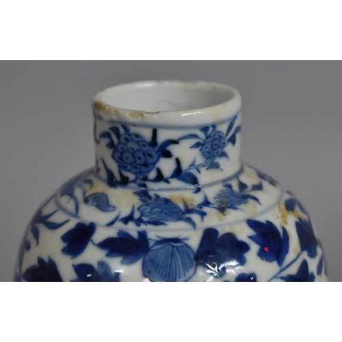 354 - A 19th Century Chinese Blue and White Lidded Baluster Vase Decorated with Dragons Amongst Foliage, F... 