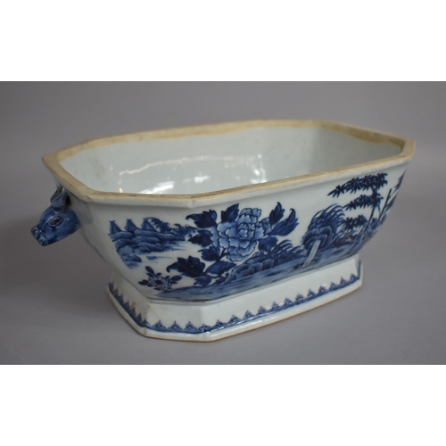 355 - An 18th Century Chinese Blue and White Porcelain Two Handled Tureen of Footed Canted Oblong Form wit... 