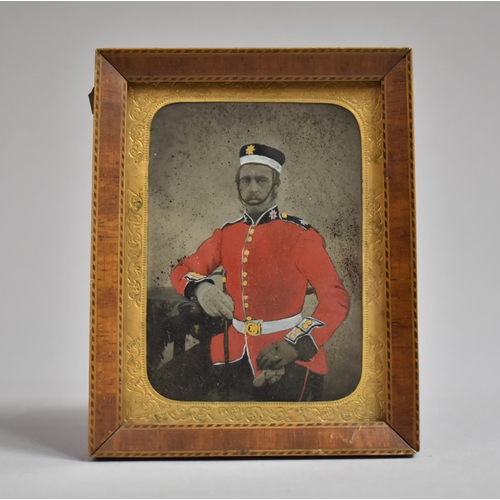 259 - A Victorian Daguerreotype Photograph, Hand Painted Example Depicting Officer in Red Ceremonial Jacke... 