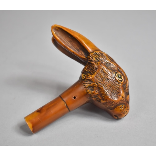 254 - A 20th Century Resin Novelty Cane Top/Walking Stick Handle in the form of a Hare, 9cms High