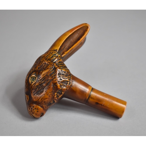 254 - A 20th Century Resin Novelty Cane Top/Walking Stick Handle in the form of a Hare, 9cms High