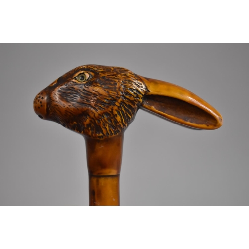 254 - A 20th Century Resin Novelty Cane Top/Walking Stick Handle in the form of a Hare, 9cms High