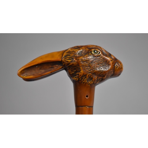 254 - A 20th Century Resin Novelty Cane Top/Walking Stick Handle in the form of a Hare, 9cms High