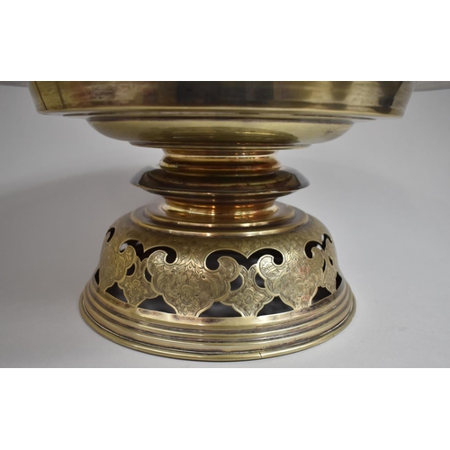 225 - A Large Islamic Silver plated Circular Offering Stand with Engraved Decoration and Pierced Supports ... 