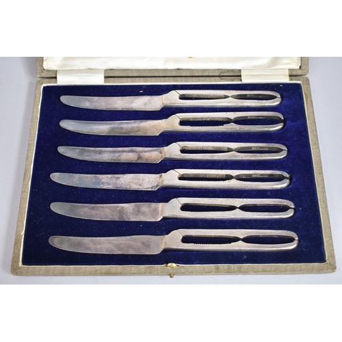 221 - A Cased Set of Six Silver Plated Lobster  Combination Knives and Crackers, Stamped PAT 19826-1911