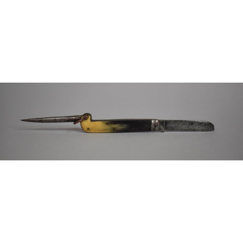 150 - A late 19th/Early 20th Century Horn Handled Riggers Knife by Plunkett of Liverpool having Inscribed ... 