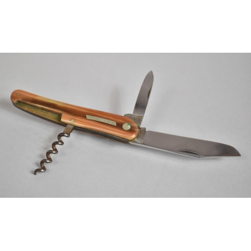 144 - A Vintage Horn Handled and Steel Bladed Penknife by Hartkopf and Co, Solingen, Having Two Blades and... 