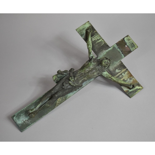 97 - A Late 19th/Early 20th Century Continental School Verdigris Patinated Corpus Christi, 43cms High