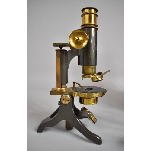 94 - A 19th Century Lacquered and Brass Monocular Microscope having Coarse and Fine Focussing, Double Nos... 