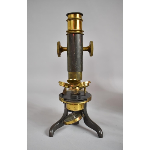 94 - A 19th Century Lacquered and Brass Monocular Microscope having Coarse and Fine Focussing, Double Nos... 