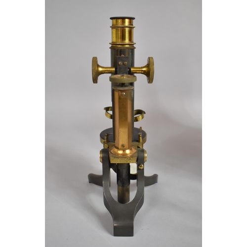 94 - A 19th Century Lacquered and Brass Monocular Microscope having Coarse and Fine Focussing, Double Nos... 