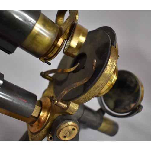 94 - A 19th Century Lacquered and Brass Monocular Microscope having Coarse and Fine Focussing, Double Nos... 